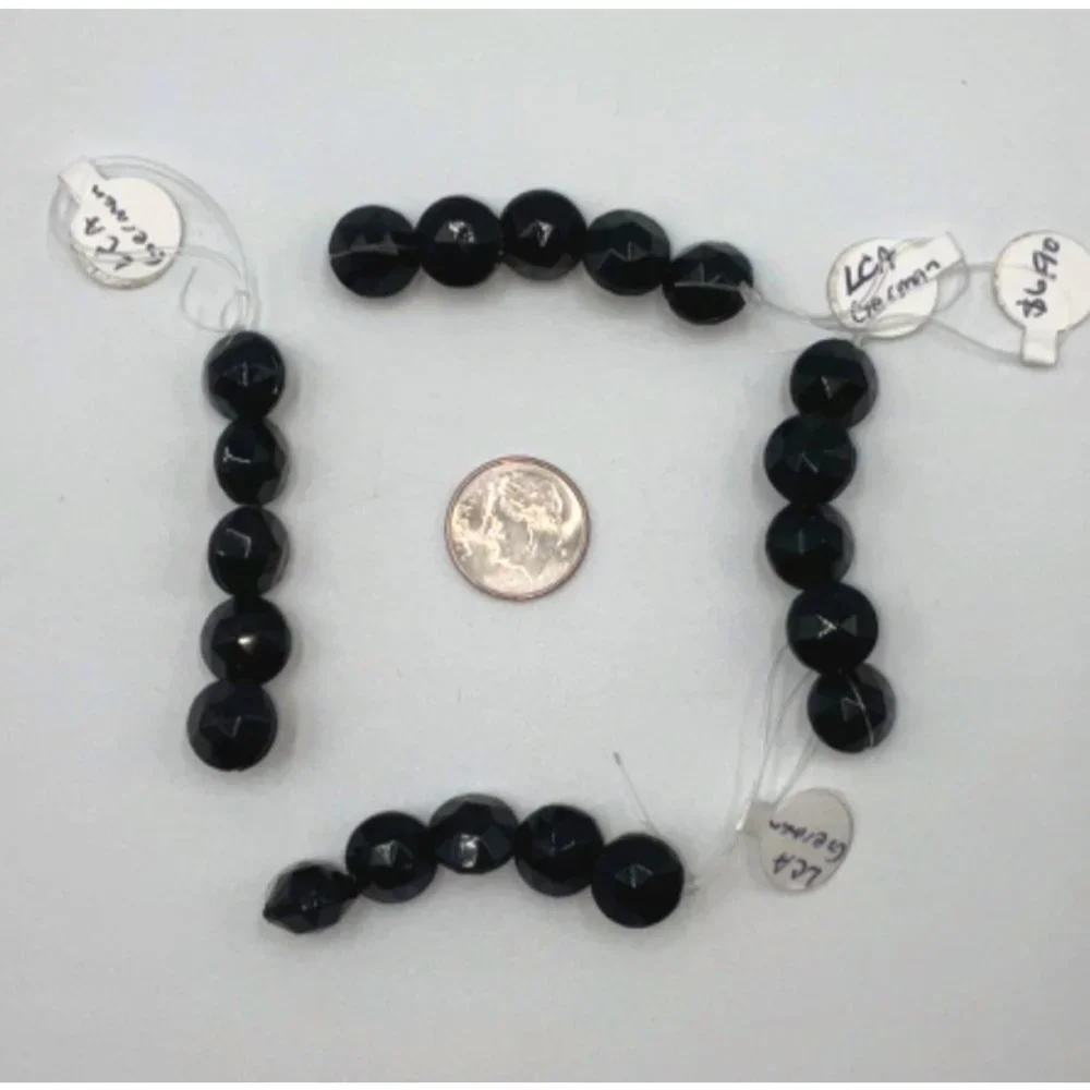 Bead German Glass Round Faceted Black Jewelry - Picture 1 of 4